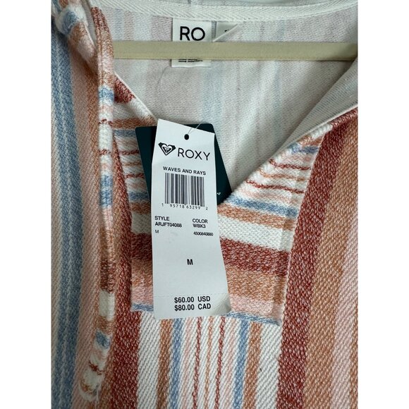 Roxy Womens Waves and Rays Hooded Poncho Sweater Striped Size Medium - Picture 2 of 9